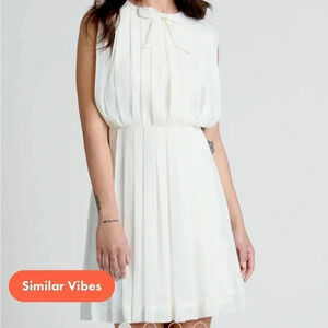 ModCloth The Pleat-est Things Mini Dress ivory size M NWT